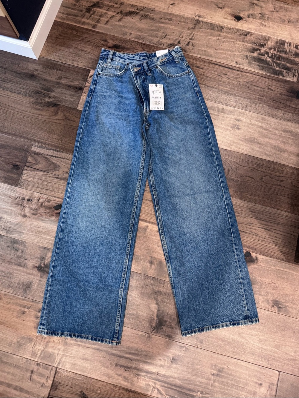 Zara Wide Leg Denim Jeans - Medium Blue